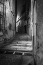 Historical facades and streets of The ancient city of Cuenca at night Royalty Free Stock Photo