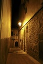 Historical facades and streets of The ancient city of Cuenca at night Royalty Free Stock Photo