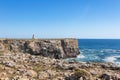 Farol de Sagres (Lighthouse of Ponta de Sagres) located on a high cliff, Algarve, Portugal