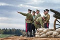 Historical festival of the First World war in Moscow, October 2, 2016. Soldiers of the Russian army.