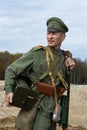 Historical festival of the First World war in Moscow, October 2, 2016. Soldiers of the Russian army.