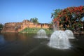 Historical fortress and ancient wall in chiang mai, landmark of Thailand (700 years old)