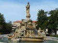 OPOLE , SILESIA , PPOLAND-THE HISTORICAL FOUNTAIN AT THE DASZYNSKI LACE IN OPOLE