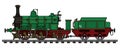 Historical green steam locomotive