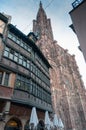 Historical half-timbered houses in Strasbourg city