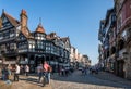 Historical half-timbered town of Chester showing chester rows in summer.