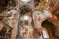Historical hall of medieval church in the ancient Orthodox monastery Gelati with fresco, built in 12th century, Georgia Royalty Free Stock Photo