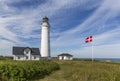 Historical Hirtshals lighthouse on the coast of Skagerrak