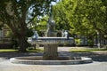 Historical Hygieia fountain with bronze figures in Karlsruhe Royalty Free Stock Photo