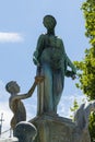 Historical Hygieia fountain with bronze figures in Karlsruhe Royalty Free Stock Photo