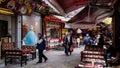 Historical Kemeralti Market in Izmir, Turkey.People drink traditional Turkish coffee and relax in the cafes in the historic bazaar