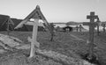 Historical Kizhi church grave-yard in Kizhi, UNESCO world heritage site, Onega lake, Karelia Republic Royalty Free Stock Photo