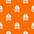 Historical knight helmet pattern vector orange