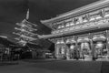 Historical landmark The Senso Ji Temple in Asakusa, Tokyo, Japan in monochrome Royalty Free Stock Photo