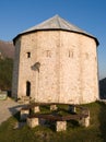 Historical landmark, a tower in the old fortress in Travnik during a sunny day