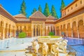 Historical Lion Fountain, Court of Lions, Nasrid Palace, Alhambra, Granada, Spain