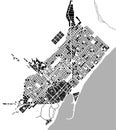 Historical map of the city center of Barcelona, Spain