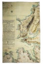 Historical map of La Corunna coast, 1805 Royalty Free Stock Photo