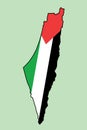 Historical map of Palestine in colors of Palestinian national flag