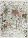 Historical map of Paris Royalty Free Stock Photo