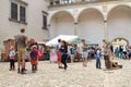 Historical market on courtyard of Castle in Telc