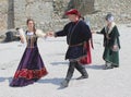 Historical market - dancers presenting a medieval dance