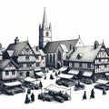 Historical Market Scene Royalty Free Stock Photo