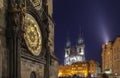 Astronomical clock Orloj and Church of Our Lady before Tyn in Prague, Czech Republic Royalty Free Stock Photo