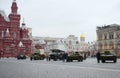 Historical military hardware on parade-reconstruction on Red Square in Moscow