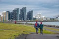 Historical modern downtown in Reykjavik at Summer in Iceland, dramatic scenic view