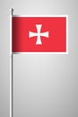 Historical Montenegrin Flag. National Flag on Flagpole.