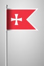 Historical Montenegrin Flag. National Flag on Flagpole.