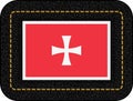 Historical Montenegrin Flag. Vector Icon on Black Leather Backdrop