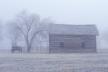 Historical museum at Fort Missoula, MT in fog