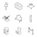 Historical museum icons set, outline style Royalty Free Stock Photo
