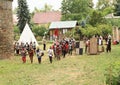 Musicians and medieval soldiers on The Battle of Budyne Royalty Free Stock Photo