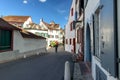 Historical neighborhood in the spring. City of Basel, Switzerland Royalty Free Stock Photo