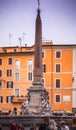 Historical obelisk and fountain near the Pantheon in Rome Royalty Free Stock Photo