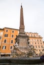 Historical obelisk and fountain near the Pantheon in Rome Royalty Free Stock Photo