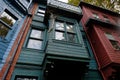 Historical, Old, Colorful Houses in Kuzguncuk, Istanbul, Turkey. Detail scenic view of colorful houses in Istanbul Streets.