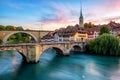 Historical Old Town of Bern city on dramatic sunset, Switzerland Royalty Free Stock Photo