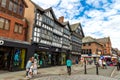 Historical Old town of Chester city and Tudor style half-timbered houses in Chester, UK