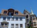 Historical old town of Meersburg with traditional houses at the Lake Constance in Germany. Royalty Free Stock Photo