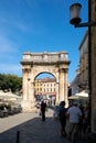 Historical old town of Pula with the roman Arch of the Sergii