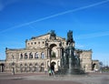 Historical Opera and Statue in the Old Town of Dresden, the Capital City of Saxony