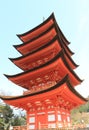 Historical pagoda temple in Miyajima Hiroshima Japan Royalty Free Stock Photo