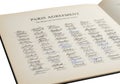 Historical paris agreement document with numerous signatures in elegant cursive script on aged paper Royalty Free Stock Photo