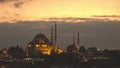 Night view to lighting Suleymaniye Mosque on a background of nigtfall sky, Istanbul Turkey. 4K UHD video, 3840, 2160p.