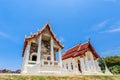 Historical place, Wat Ubosatharam. The temple houses many artifacts such as wall murals representing the style of early Rattanakos Royalty Free Stock Photo