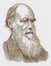 Historical portrait of Charles Darwin the famous scientist with a long beard Royalty Free Stock Photo